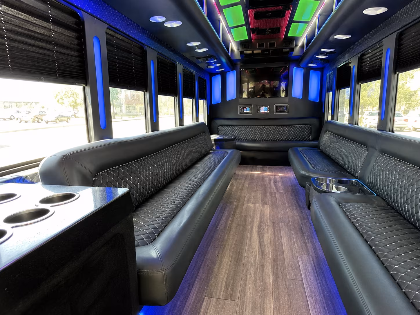 san mateo 15 passenger party bus inside