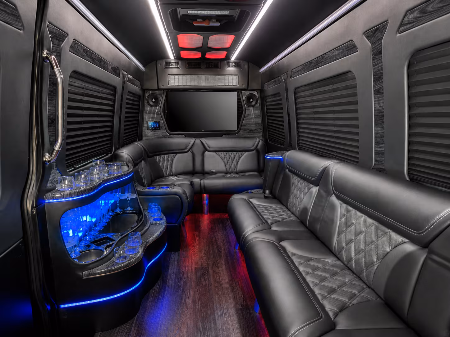 san mateo 18 passenger party bus inside