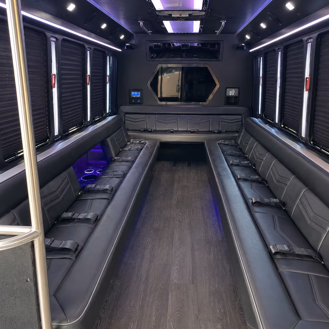 san mateo 18 passenger party bus interior