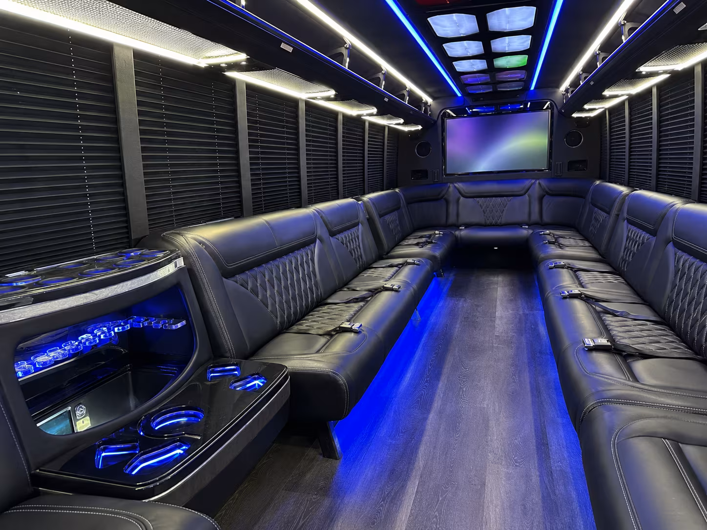 san mateo 20 passenger party bus inside