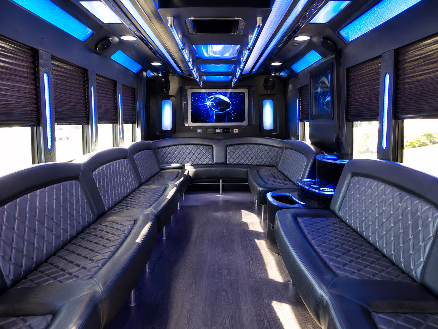 san mateo 28 passenger party bus inside