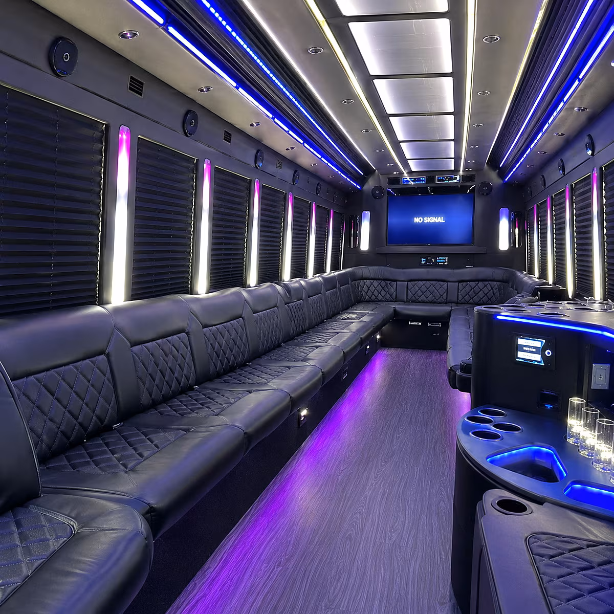 san mateo 30 passenger party bus inside