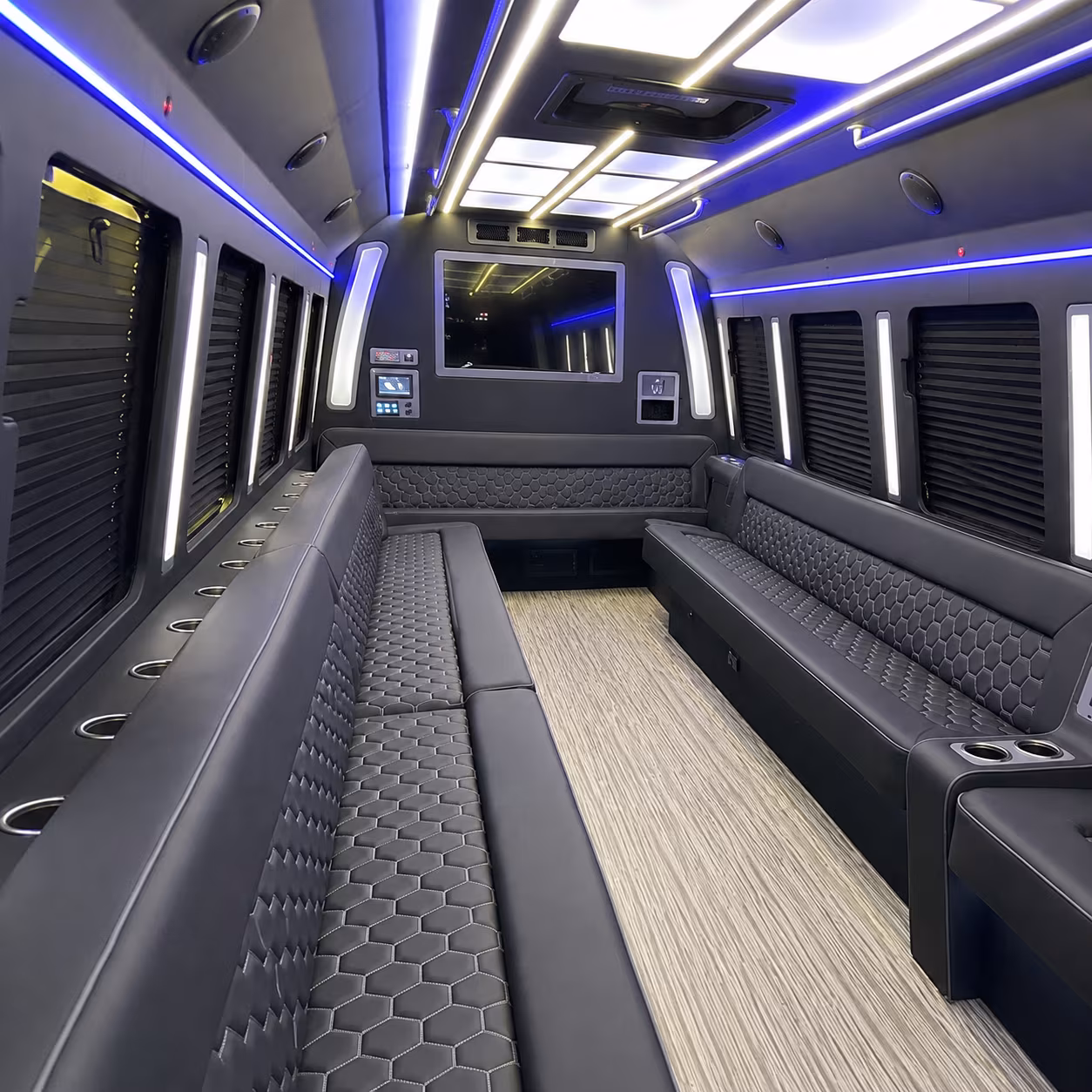san mateo 40 passenger party bus inside