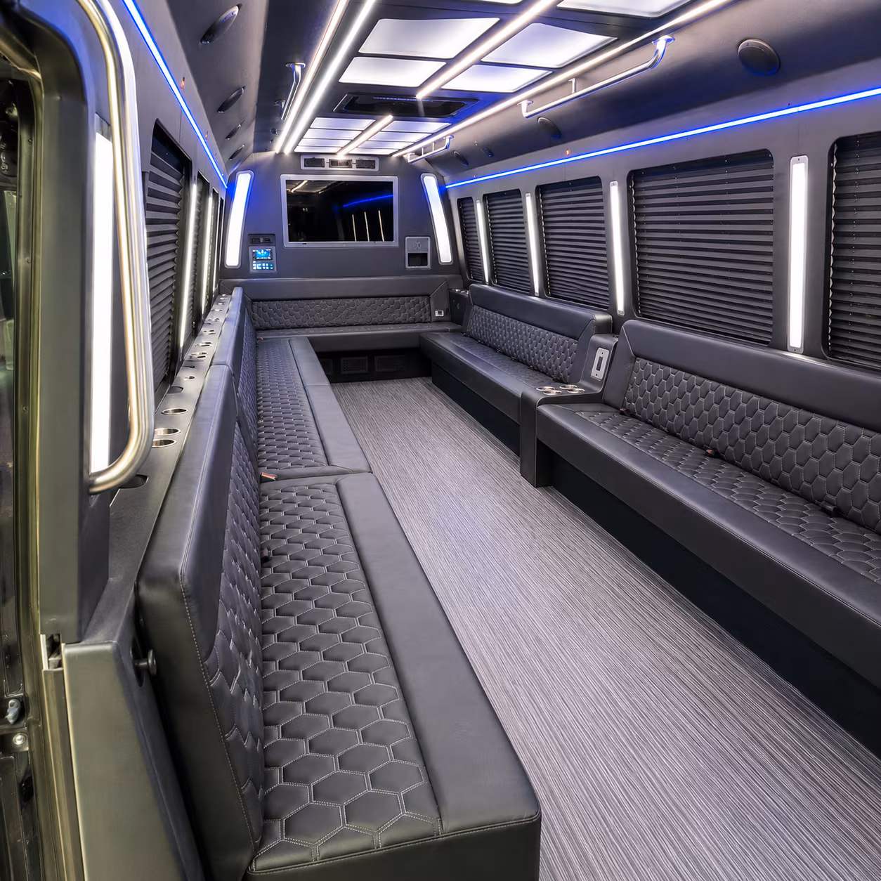 san mateo 40 passenger party bus interior